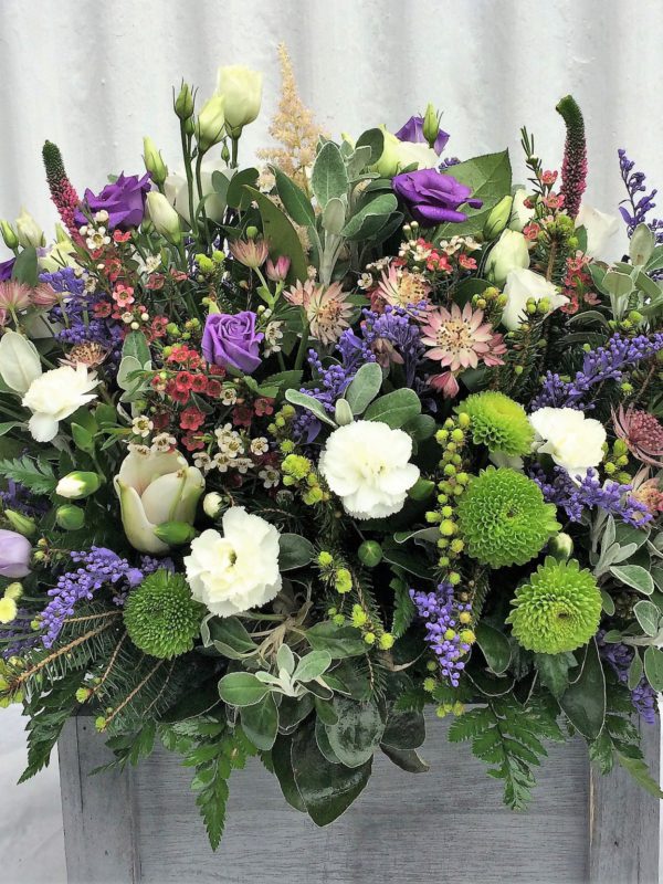 Funeral Spray with Purples and Whites