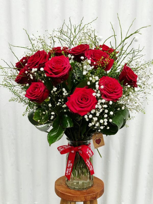 Designer Vase of 12 Red Roses